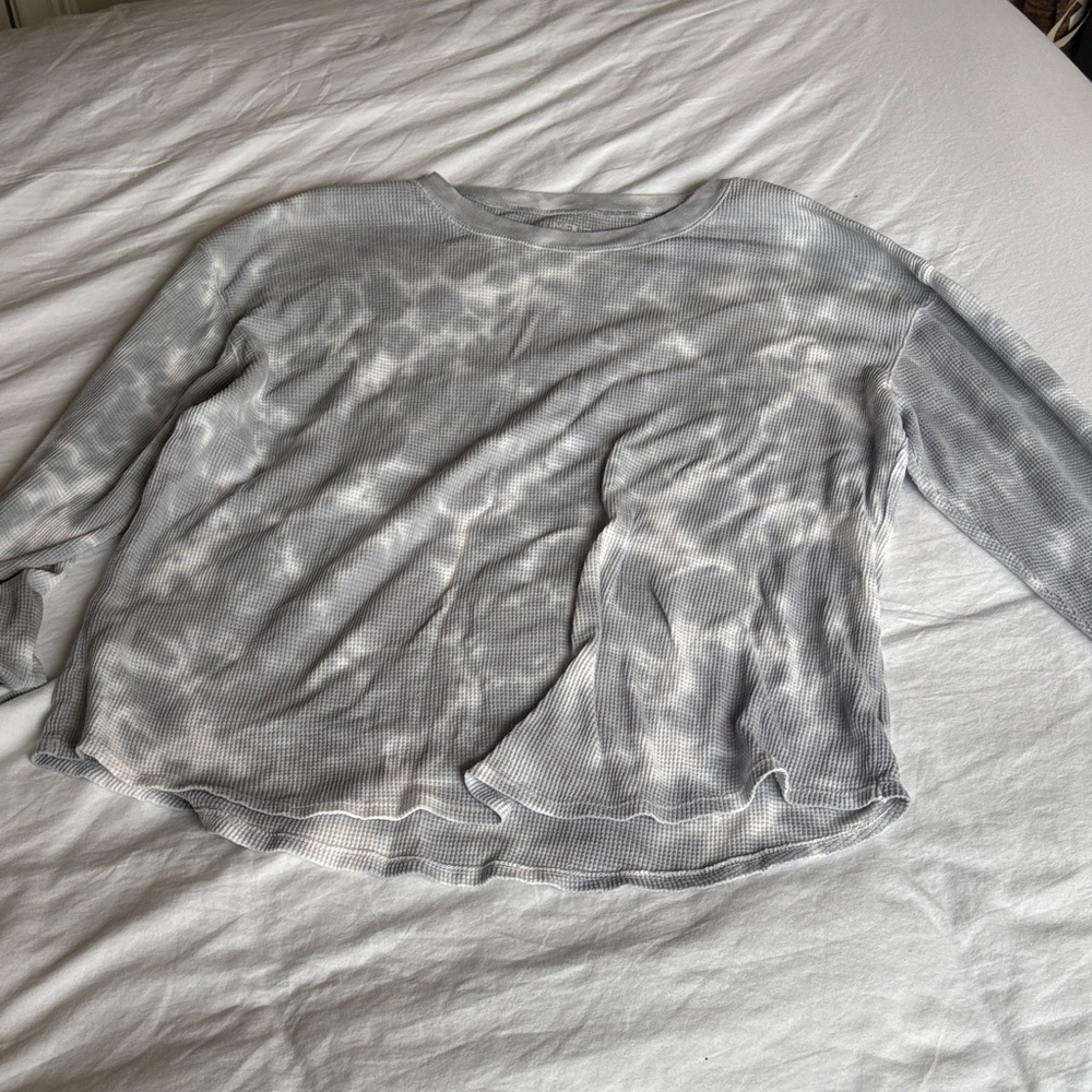 Gray Tie-Dye Women's Thermal Long sleeve Top